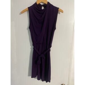 Amour Vert jersey dress women’s size XS purple mock neck soft comfy basic luxury